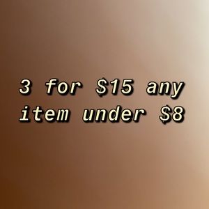 Buy any 3 $8 items for $15